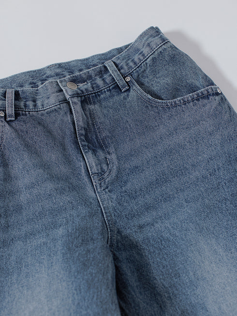 SIDE PLEATED DENIM PANTS / Y243-31045-3 /【 BLUE 】
